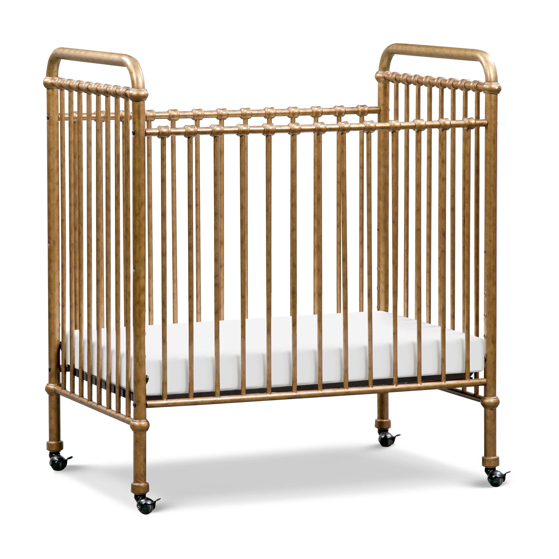 M15598VG,Abigail 3-in-1 Convertible Mini Crib in Vintage Gold