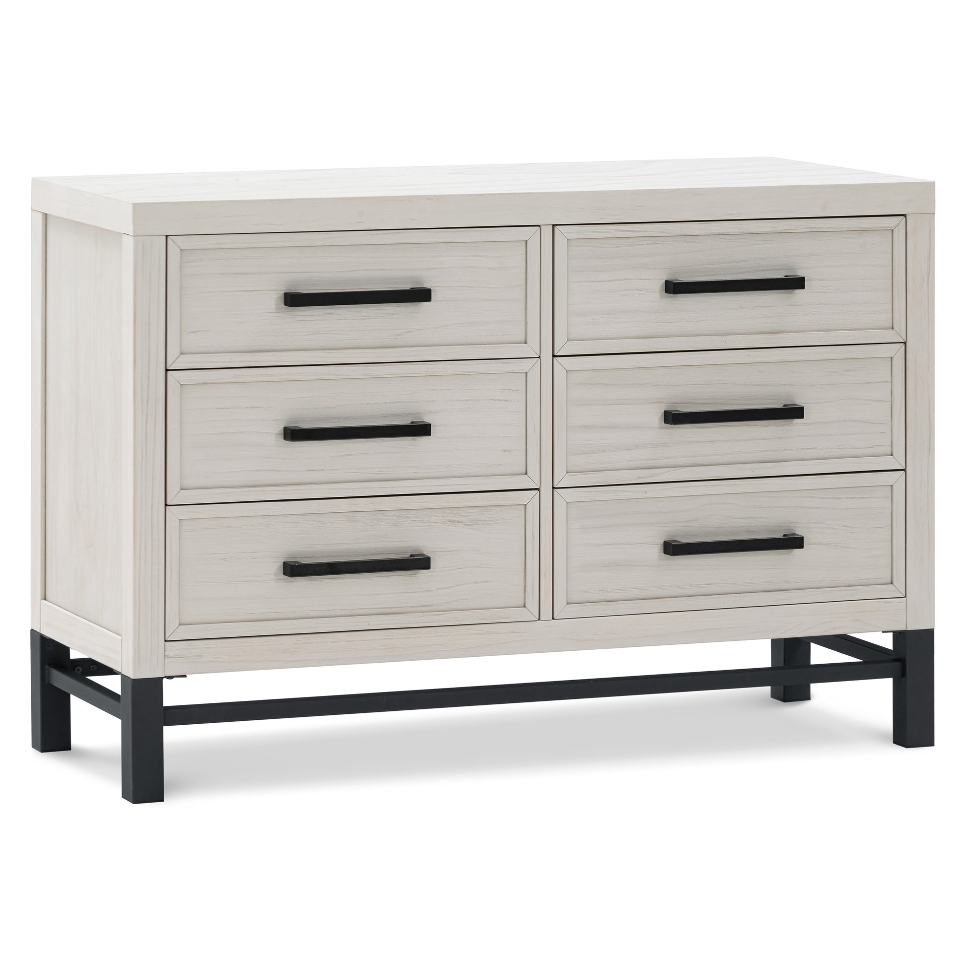 B25816WDF,Newbern 6-Drawer Assembled Dresser in White Driftwood