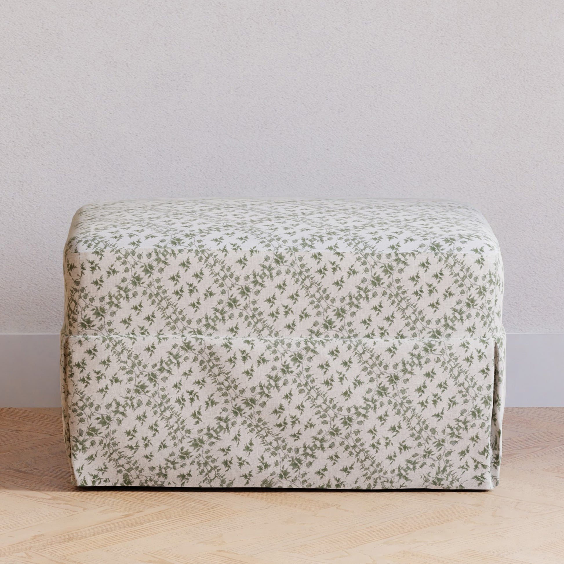 M21785GLT,Sarah Flint x Namesake Crawford Gliding Ottoman in Green Lattice Performance Eco-Weave