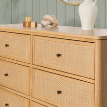 M23716HYHC,Marin with Cane 6 Drawer Assembled Dresser in Honey and Honey Cane