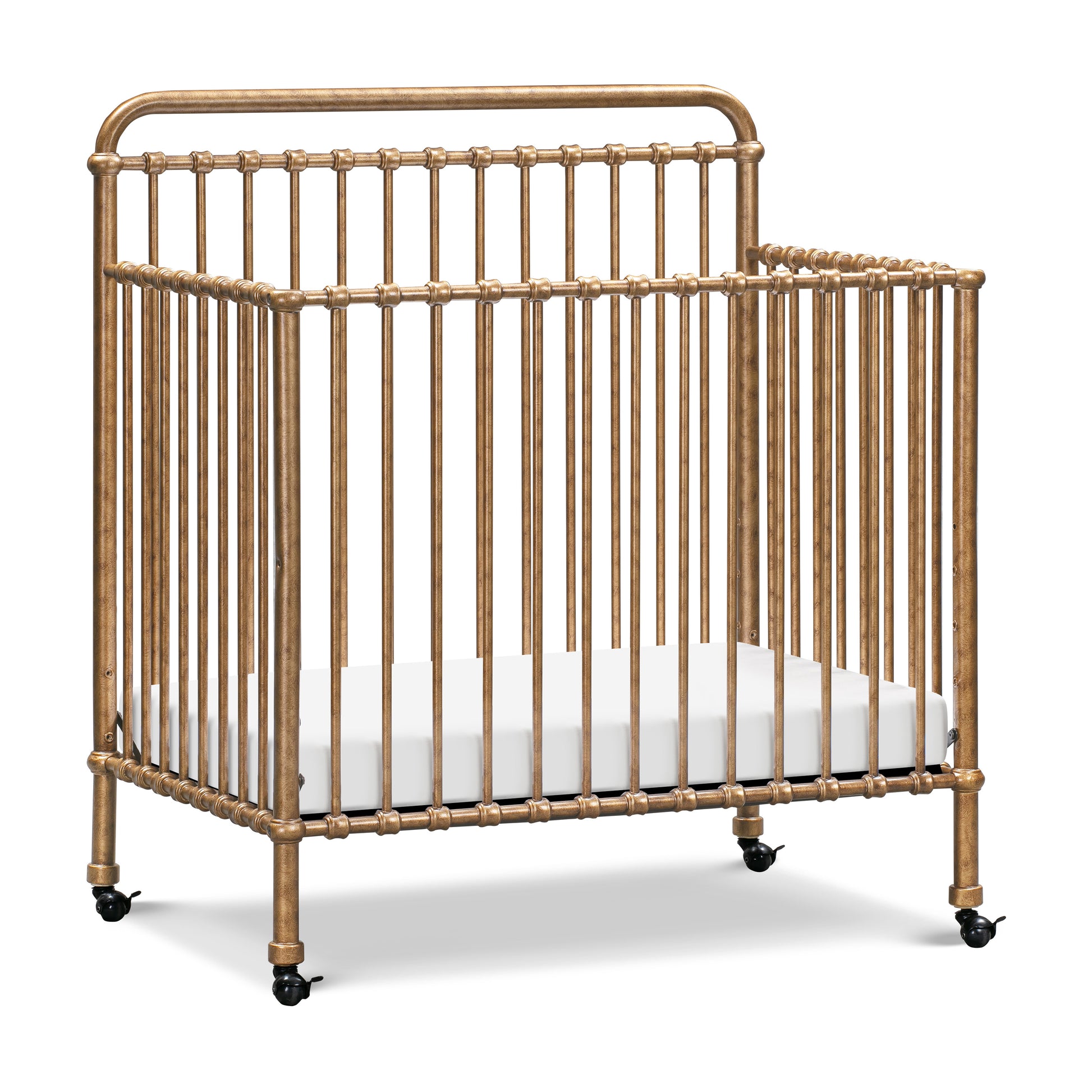 M15398VG,Winston 4-in-1 Convertible Mini Crib in Vintage Gold