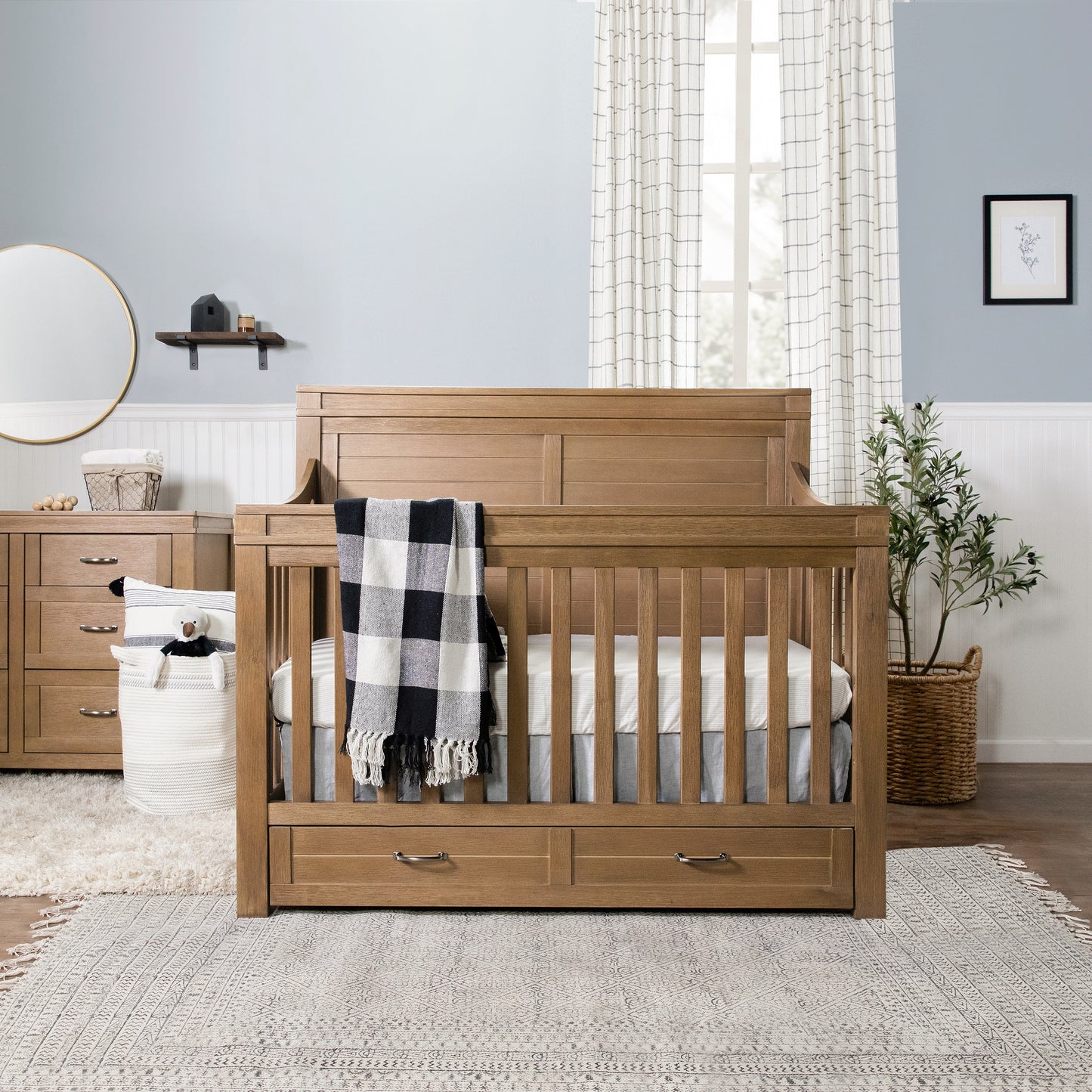 M21101SW,Wesley Farmhouse 4-in-1 Convertible Crib in Stablewood