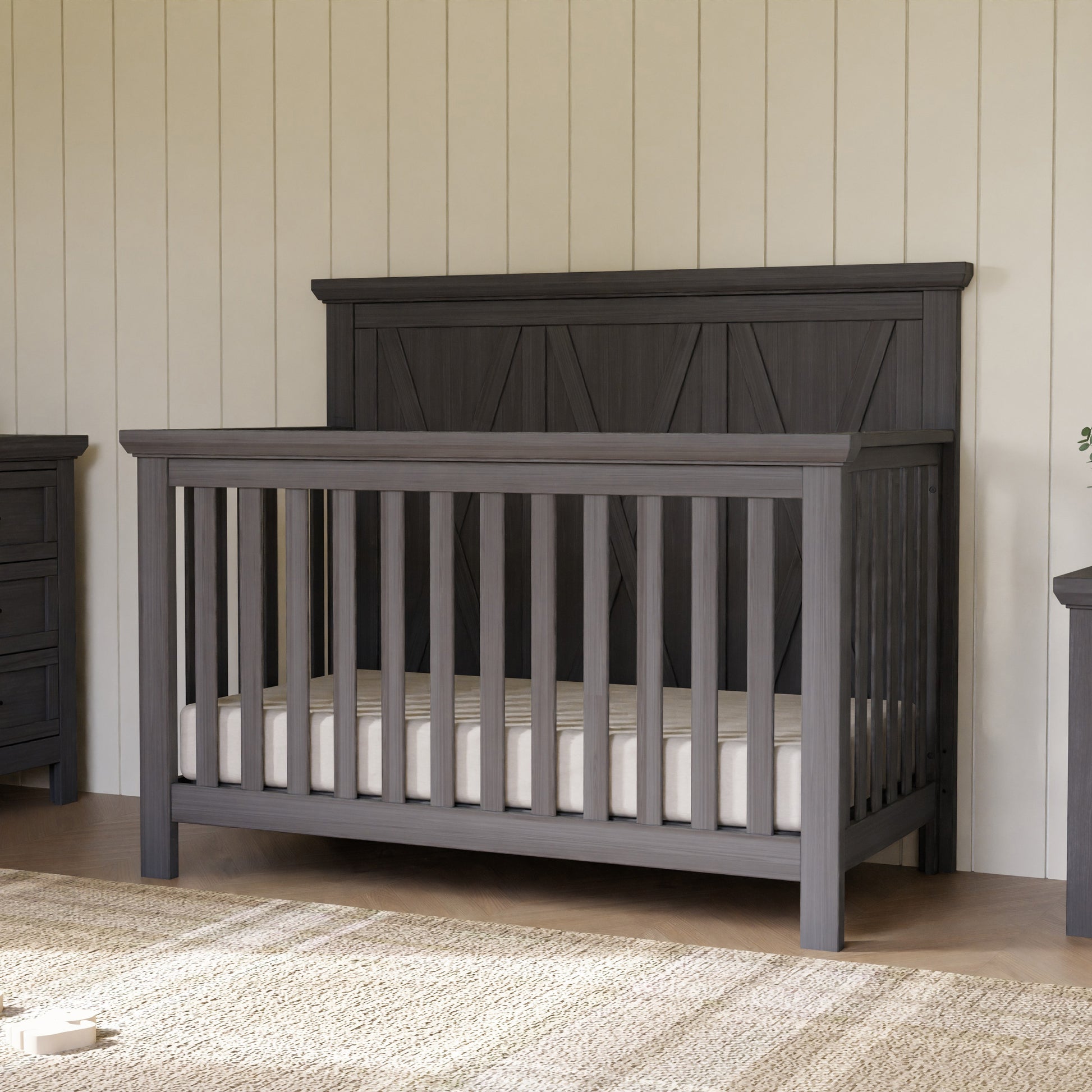 B14501WC,Emory Farmhouse 4-in-1 Convertible Crib in Weathered Charcoal