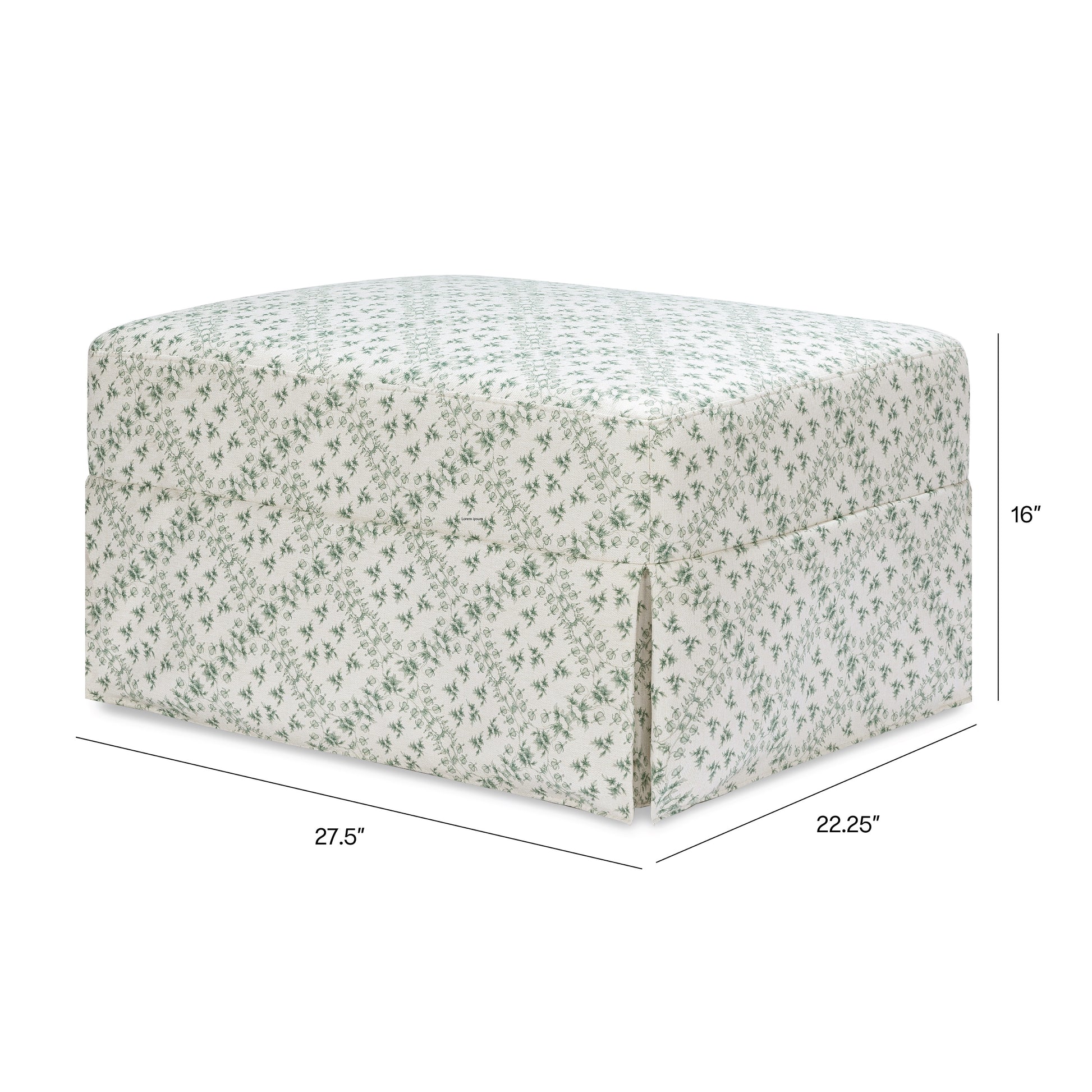 M21785GLT,Sarah Flint x Namesake Crawford Gliding Ottoman in Green Lattice Performance Eco-Weave