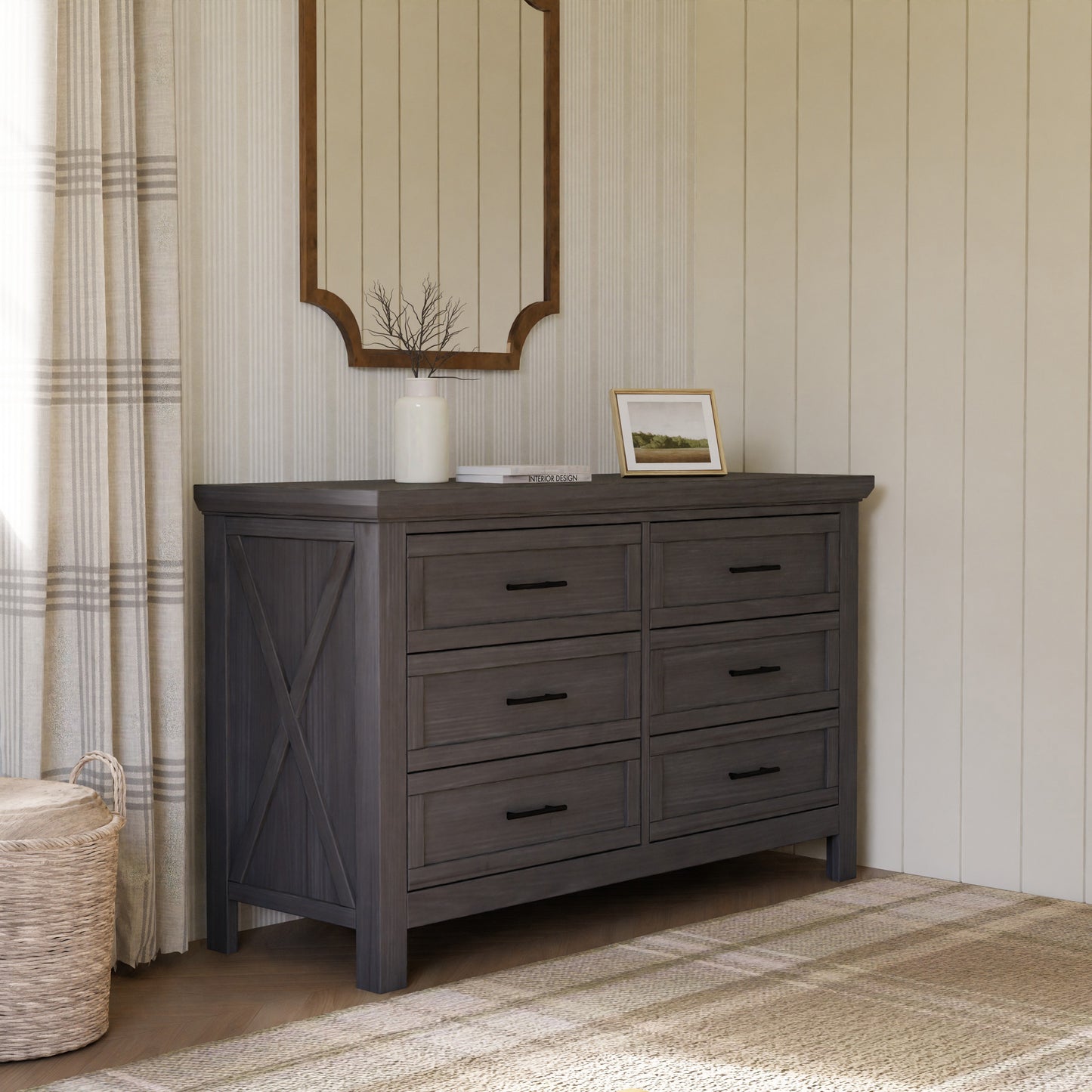 B14516WC,Emory Farmhouse 6-Drawer Dresser in Weathered Charcoal